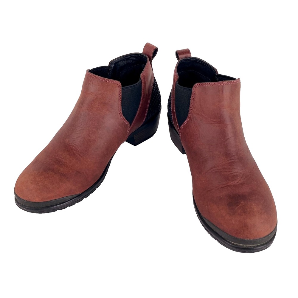 KEEN Leather Ankle Boots Women's 9.5 Burgundy Red Morrison Chelsea 40 Shoes Fine